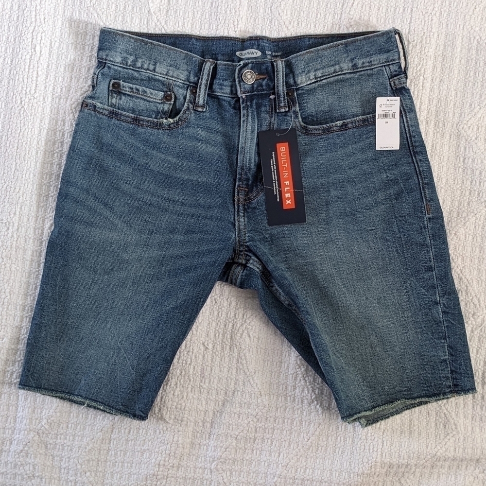 NWT Old Navy Denim Shorts Slim Built In Flex Medium Wash 9" Length